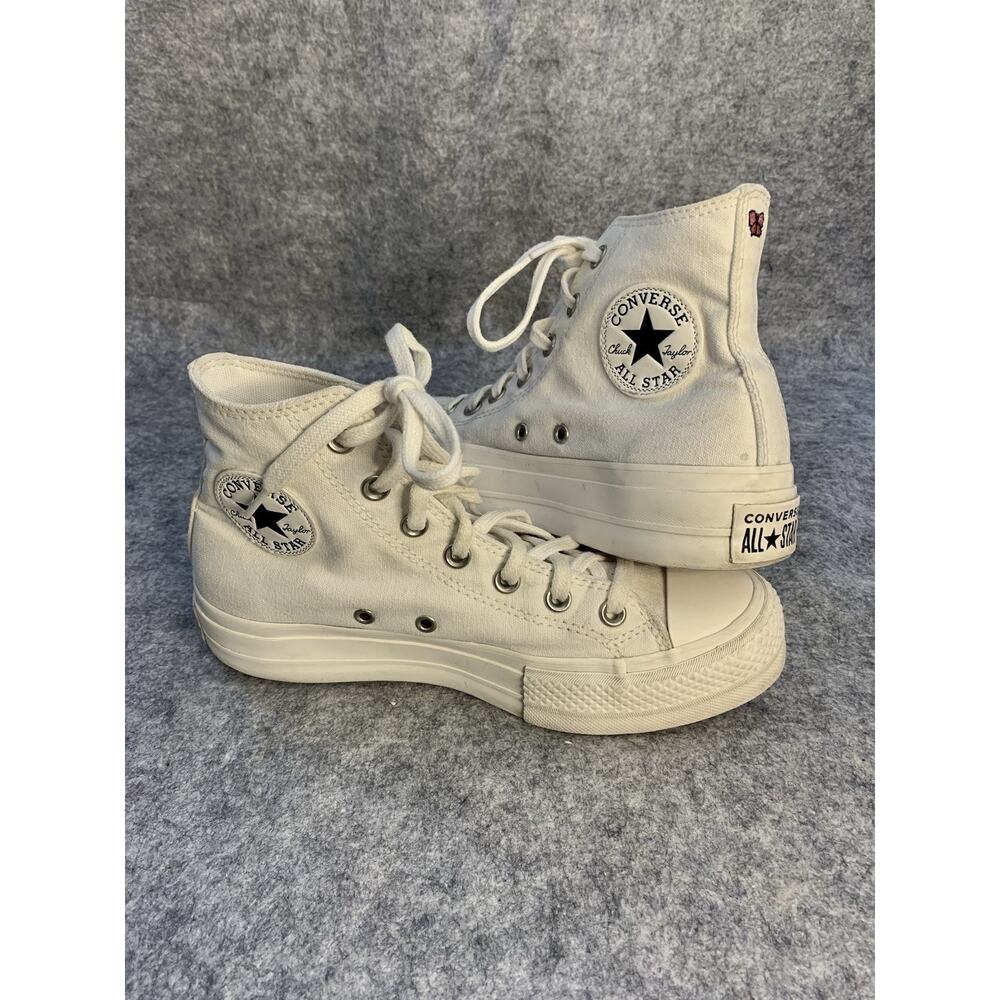 Converse Chuck Taylor All Star Lift High Top Cream Butterfly Platform W Size 7.5 - Picture 11 of 12